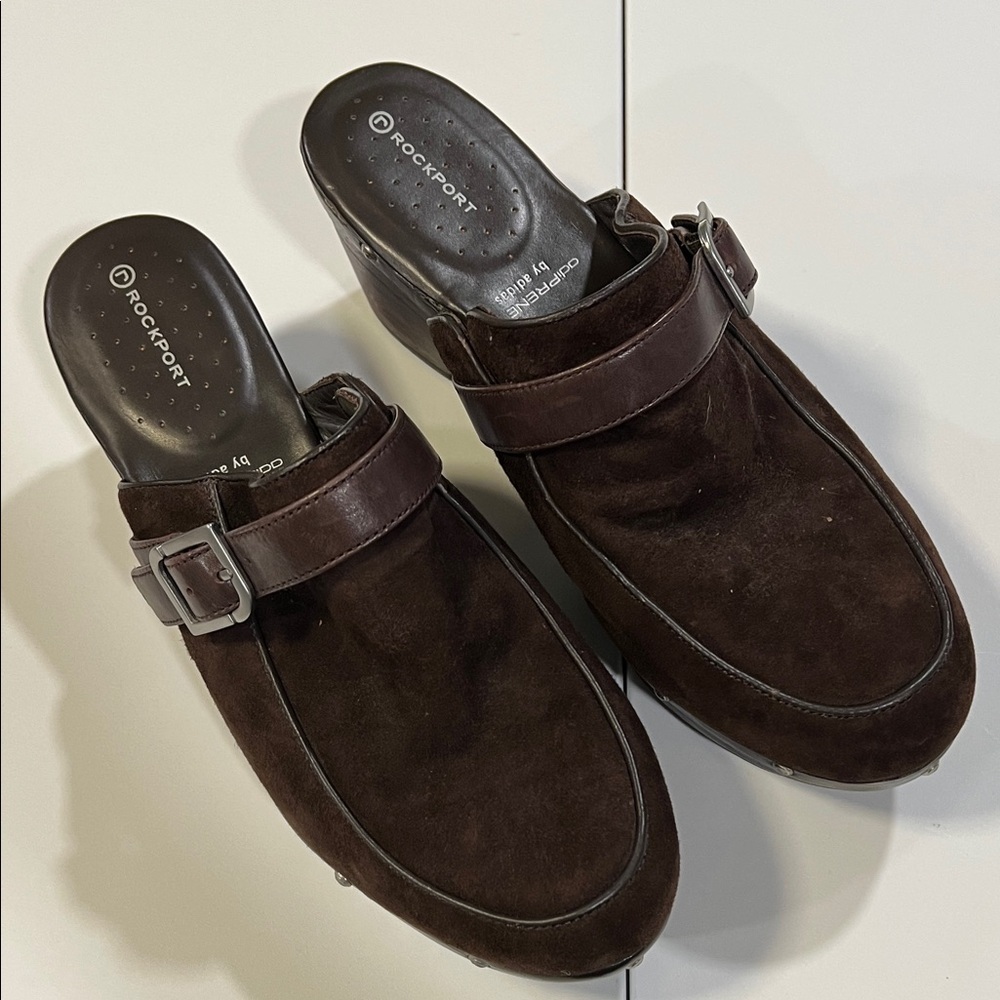 Rockport Adiprene - by adidas, 10, Dark Brown Suede Clog w/ Buckle